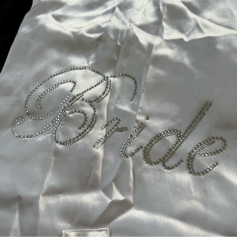 David’s Bridal Double Rhinestone Bride Satin Robe - Picture 5 of 10